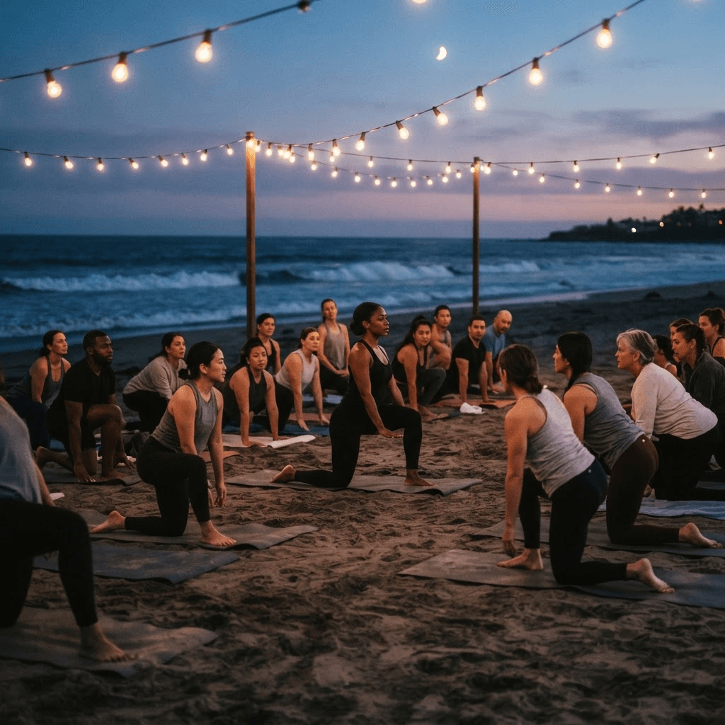 Moonlight Pilates on the Beach